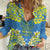 Palau Constitution Day Women Casual Shirt Belau Seal With Frangipani Polynesian Pattern - Blue