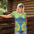 Palau Constitution Day Women Polo Shirt Belau Seal With Frangipani Polynesian Pattern - Blue