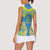 Palau Constitution Day Women Sleeveless Polo Shirt Belau Seal With Frangipani Polynesian Pattern - Blue