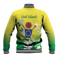 Cook Islands Independence Day Baseball Jacket Kuki Airani Tiare Maori Polynesian Pattern - Green
