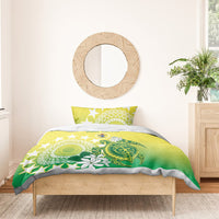 Cook Islands Independence Day Bedding Set Kuki Airani Tiare Maori Polynesian Pattern - Green