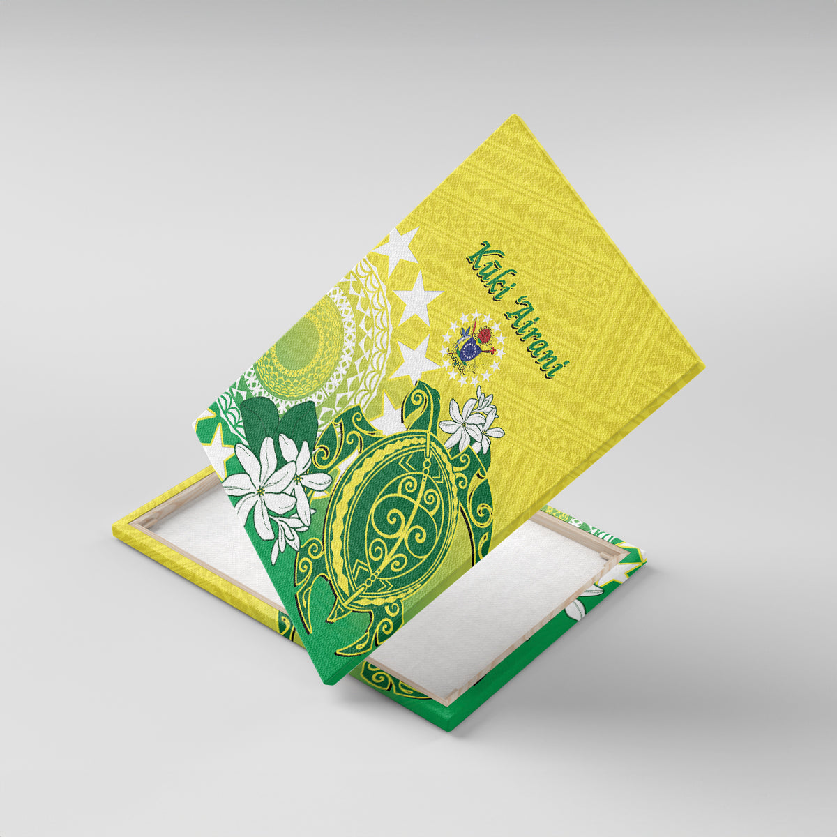 Cook Islands Independence Day Canvas Wall Art Kuki Airani Tiare Maori Polynesian Pattern - Green