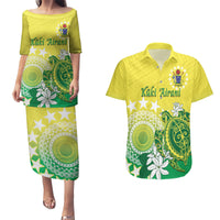 Cook Islands Independence Day Couples Matching Puletasi and Hawaiian Shirt Kuki Airani Tiare Maori Polynesian Pattern - Green