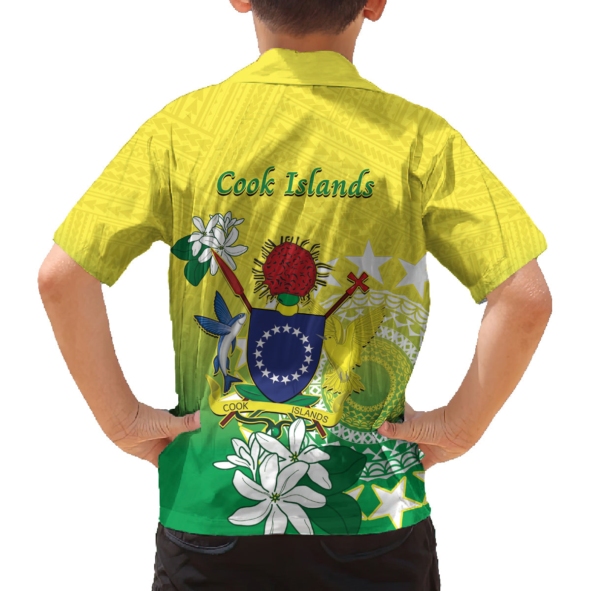 Cook Islands Independence Day Family Matching Puletasi and Hawaiian Shirt Kuki Airani Tiare Maori Polynesian Pattern - Green LT14 - Polynesian Pride