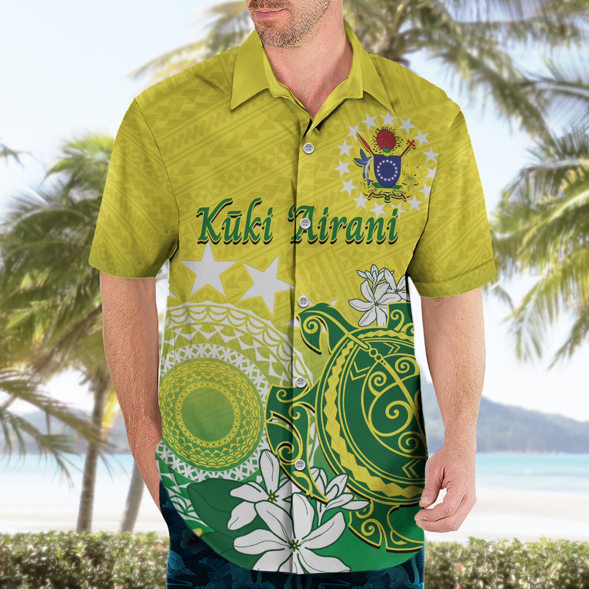 Cook Islands Independence Day Hawaiian Shirt Kuki Airani Tiare Maori Polynesian Pattern - Green