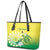 Cook Islands Independence Day Leather Tote Bag Kuki Airani Tiare Maori Polynesian Pattern - Green