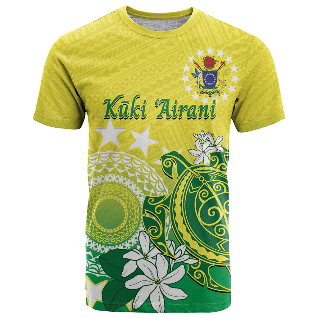 Cook Islands Independence Day T Shirt Kuki Airani Tiare Maori Polynesian Pattern - Green
