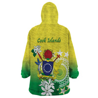 Cook Islands Independence Day Wearable Blanket Hoodie Kuki Airani Tiare Maori Polynesian Pattern - Green