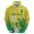 Cook Islands Independence Day Zip Hoodie Kuki Airani Tiare Maori Polynesian Pattern - Green