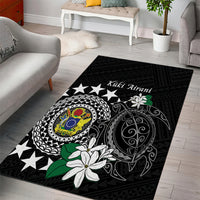 Cook Islands Independence Day Area Rug Kuki Airani Tiare Maori Polynesian Pattern - Black