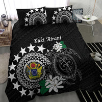 Cook Islands Independence Day Bedding Set Kuki Airani Tiare Maori Polynesian Pattern - Black