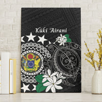 Cook Islands Independence Day Canvas Wall Art Kuki Airani Tiare Maori Polynesian Pattern - Black
