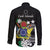 Cook Islands Independence Day Long Sleeve Button Shirt Kuki Airani Tiare Maori Polynesian Pattern - Black