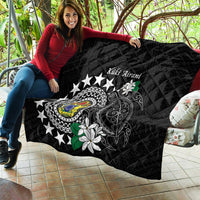 Cook Islands Independence Day Quilt Kuki Airani Tiare Maori Polynesian Pattern - Black