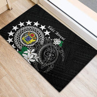 Cook Islands Independence Day Rubber Doormat Kuki Airani Tiare Maori Polynesian Pattern - Black