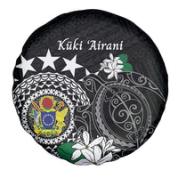 Cook Islands Independence Day Spare Tire Cover Kuki Airani Tiare Maori Polynesian Pattern - Black
