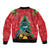 New Zealand Christmas In July Bomber Jacket Kowhai Tui Bird With Pohutukawa - Red