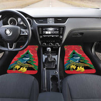 New Zealand Christmas In July Car Mats Kowhai Tui Bird With Pohutukawa - Red