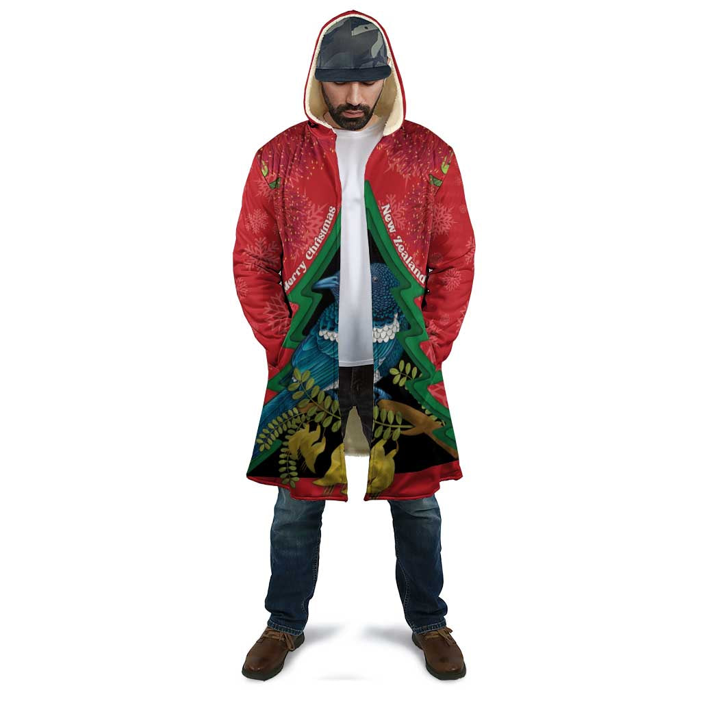 New Zealand Christmas In July Cloak Kowhai Tui Bird With Pohutukawa - Red - Polynesian Pride