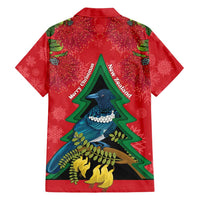 New Zealand Christmas In July Family Matching Summer Maxi Dress and Hawaiian Shirt Kowhai Tui Bird With Pohutukawa - Red