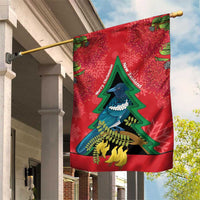 New Zealand Christmas In July Garden Flag Kowhai Tui Bird With Pohutukawa - Red