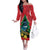 New Zealand Christmas In July Off The Shoulder Long Sleeve Dress Kowhai Tui Bird With Pohutukawa - Red