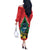 New Zealand Christmas In July Off The Shoulder Long Sleeve Dress Kowhai Tui Bird With Pohutukawa - Red