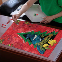 New Zealand Christmas In July Puzzle Kowhai Tui Bird With Pohutukawa - Red - Polynesian Pride