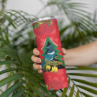 New Zealand Christmas In July Skinny Tumbler Kowhai Tui Bird With Pohutukawa - Red