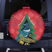 New Zealand Christmas In July Spare Tire Cover Kowhai Tui Bird With Pohutukawa - Red
