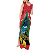 New Zealand Christmas In July Tank Maxi Dress Kowhai Tui Bird With Pohutukawa - Red