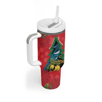 New Zealand Christmas In July Tumbler With Handle Kowhai Tui Bird With Pohutukawa - Red