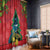 New Zealand Christmas In July Window Curtain Kowhai Tui Bird With Pohutukawa - Red