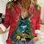 New Zealand Christmas In July Women Casual Shirt Kowhai Tui Bird With Pohutukawa - Red