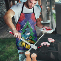 New Zealand Christmas In July Apron Kowhai Tui Bird With Pohutukawa - Blue - Polynesian Pride