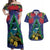 New Zealand Christmas In July Couples Matching Off Shoulder Maxi Dress and Hawaiian Shirt Kowhai Tui Bird With Pohutukawa - Blue