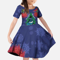 New Zealand Christmas In July Family Matching Long Sleeve Bodycon Dress and Hawaiian Shirt Kowhai Tui Bird With Pohutukawa - Blue