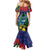 New Zealand Christmas In July Family Matching Mermaid Dress and Hawaiian Shirt Kowhai Tui Bird With Pohutukawa - Blue