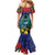New Zealand Christmas In July Mermaid Dress Kowhai Tui Bird With Pohutukawa - Blue