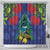 New Zealand Christmas In July Shower Curtain Kowhai Tui Bird With Pohutukawa - Blue