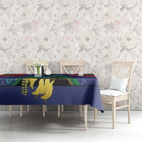 New Zealand Christmas In July Tablecloth Kowhai Tui Bird With Pohutukawa - Blue LT14 - Polynesian Pride