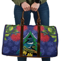 New Zealand Christmas In July Travel Bag Kowhai Tui Bird With Pohutukawa - Blue - Polynesian Pride
