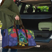 New Zealand Christmas In July Travel Bag Kowhai Tui Bird With Pohutukawa - Blue - Polynesian Pride