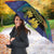 New Zealand Christmas In July Umbrella Kowhai Tui Bird With Pohutukawa - Blue - Polynesian Pride