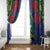 New Zealand Christmas In July Window Curtain Kowhai Tui Bird With Pohutukawa - Blue