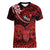 Polynesian Pride Aries Zodiac Women V Neck T Shirt Astrological Sign Tribal Plumeria Red Galaxy LT14 Female Red - Polynesian Pride