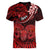 Polynesian Pride Aries Zodiac Women V Neck T Shirt Astrological Sign Tribal Plumeria Red Galaxy LT14 - Polynesian Pride