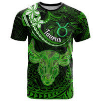 Polynesian Pride Taurus Zodiac T Shirt Astrological Sign Tribal Plumeria Green Galaxy LT14 Green - Polynesian Pride
