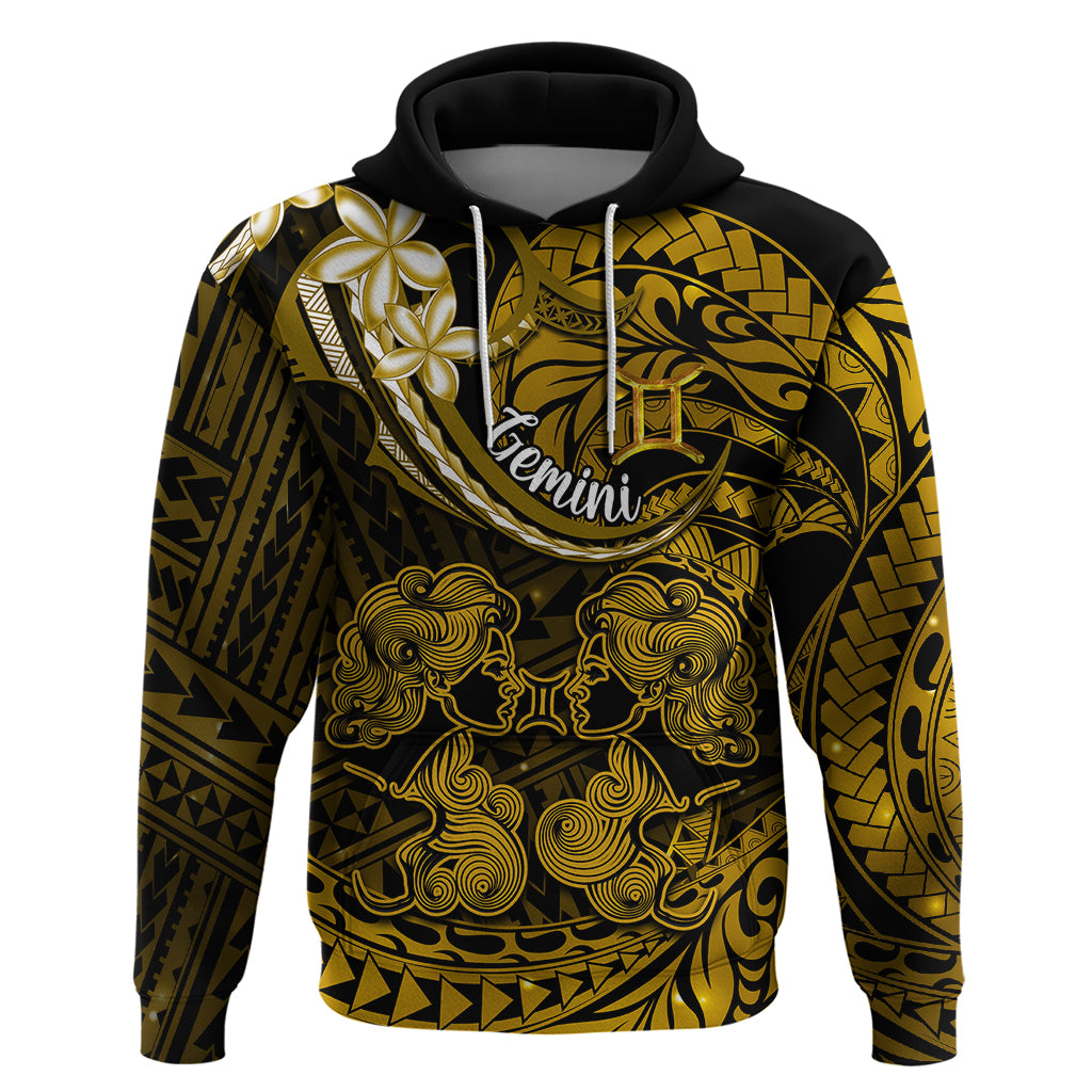 Polynesian Pride Gemini Zodiac Hoodie Astrological Sign Tribal Plumeria Gold Galaxy LT14 Gold - Polynesian Pride