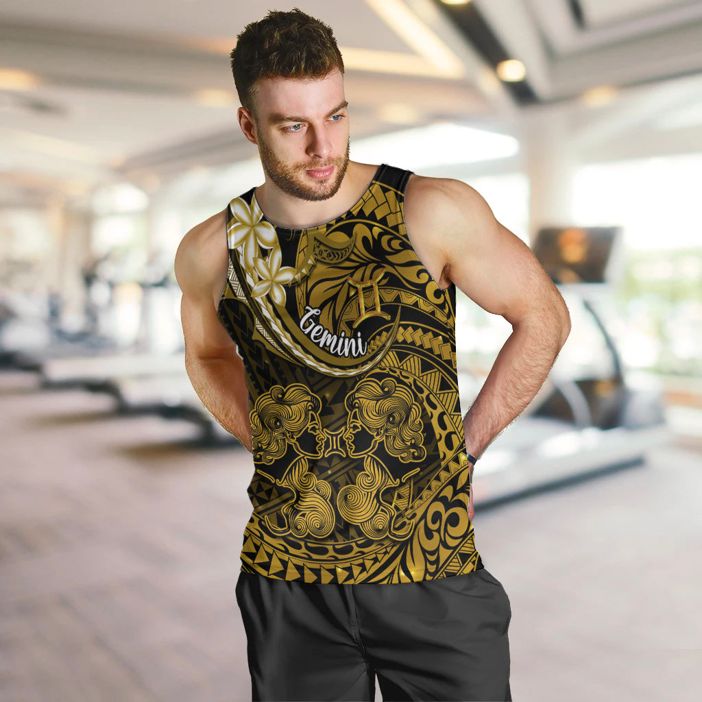 Polynesian Pride Gemini Zodiac Men Tank Top Astrological Sign Tribal Plumeria Gold Galaxy LT14 - Polynesian Pride
